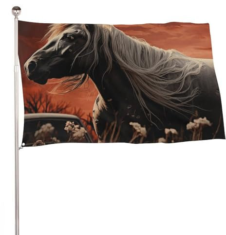 Flaggen, 88,9 x 149,9 cm, doppelseitige Flagge für den Außenbereich, Willkommensflaggen mit Messingösen, romantische Mustang-Flagge, Dekorationen, Hofflagge für Hochzeit, saisonale Feiertage,