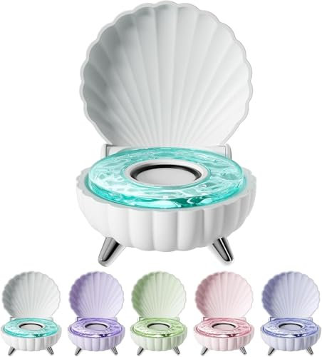 Shell Haut-parleur Bluetooth Shell Ocean Wave Mini haut-parleur portable Bluetooth sans fil avec lumière colorée pour chambre, bureau, fête (blanc)