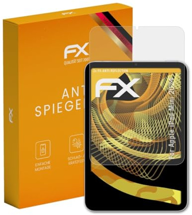 atFoliX Displayfolie kompatibel mit Apple iPad Mini 2024 Schutzfolie, entspiegelnde und stoßdämpfende FX Folie (2X)