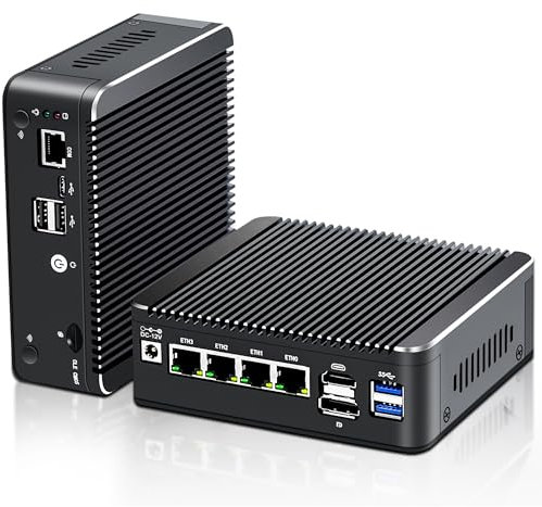 4 Lan i226 2.5G Firewall Micro Appliance, Fanless Firewall Mini PC Alder Lake-N N100, HDMI, DP, Type-C, 4xUSB, COM RJ45, Server PC, AES-NI VPN Router Support pfsense Openwrt, Wifi Slot, Barebone