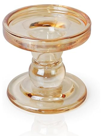 Aoneky Bernstein Glas Kerzenständer - Kerzenhalter Φ7,6cm für Kegel Stumpenkerzen - Dekorative Kerzenleuchter für Hochzeit Weihnachten Tischdekoration