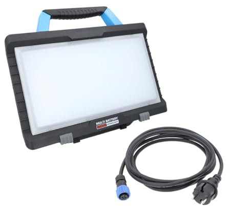 BTEC Worker Multi Akku 50 Watt Arbeitsleuchte IP54 LED Baustrahler Arbeitslampe Bauleuchte Werkstattlampe Baustellenlampe LED mit Anschlussleitung - OHNE AKKU