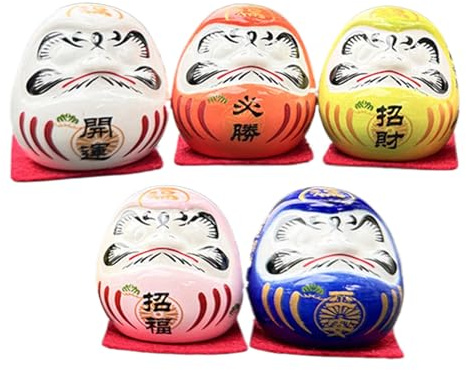 zwxqe Kleine Puppe Statue Feng Shui Figur 5X Zen Statue Auto Figur Traditionelle Puppe Set Auto Glücks Ornament für Armaturenbrett