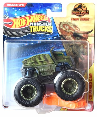 Hot Wheels Monster Trucks Triceratops im Maßstab 1:64 inklusive Crushed Car
