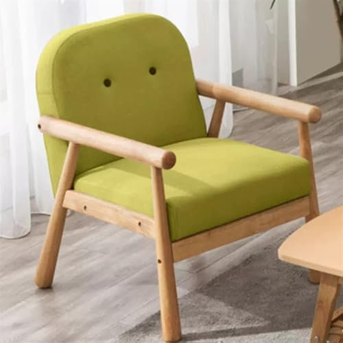 Sessel, Mid-Century-Holzrahmen, Samtstoffkissen, Armlehnenstuhl für das Wohnzimmer, Einzel-Lounge-Lesestuhl aus Stoff für das Wartezimmer