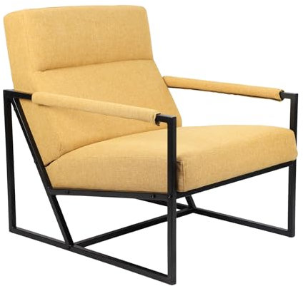 SVITA Chris Loungestuhl Cocktailsessel Polsterstuhl mit Armlehne Senfgelb