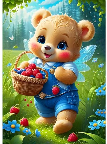 KEYIFA Süßer Bär Diamond Painting Zubehör, 5D Crystal Art Foto Bastelset Diamond Painting Erwachsene, DIY Vollbohrer Bilder Diamond Painting Set, Home Wand Dekor 30x40cm