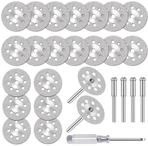 Diamond Cutting Disc Cutter 20Pcs for Dremel Rotary Tool 545 Metal Cutting Wheel Cut Off Discs with 3mm Mandrel for Stone Tile Glass Cutting