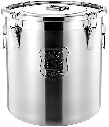 TESUGN Edelstahl Getreidebehälter, 48L Luftdichter Kanister Lebensmitteln mit Deckel, Küche Edelstahl Eimer Mehlbehälter Kücheneimer für Aufbewahrung Verschiedener Trockener/Nasser Lebensmittel