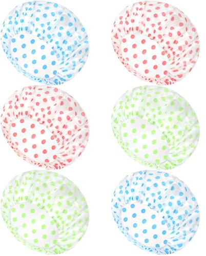 Pack of Shower Cap, Reusable Shower Caps For Women & Men - Waterproof with Elastic Band & Soft Lining Waterproof Bath Cap Shower Caps (Pack of 6)