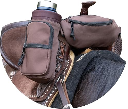 STARKENBURG COMPANY Horse Saddle Pommel Bag & Bottle Holder Set, Saddle Drink Holder, Horse Tack, Horse Gifts, Horse Stuff, Equestrian Gifts, Saddle Accessories