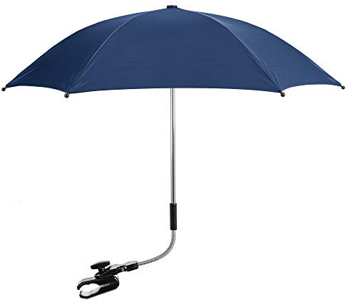 Baby Parasol Compatible with ICandy, Universal Pram Parasol with 50+ UV Protection, Baby and Infant Sun Umbrella for Buggy, with Adjustable Fixing Clamp, Clip on Stroller Umbrella (Blue)