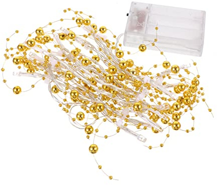 TOPPERFUN 1 Stück LED Lichterkette aus Perlen für Partydekoration Lichter Batteriebetrieben für Weihnachts und Tischdeko Warmweiß Innen und Außenbereich