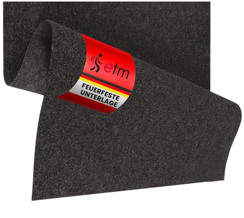 etm Feuerfeste Unterlage 100 cm x 100 cm hitzebeständig bis zu 1000 °C Perfekt als Feuerschutzmatte oder Grillunterlage, Nicht brennbare Hitzeschutzmatte, Dalton.