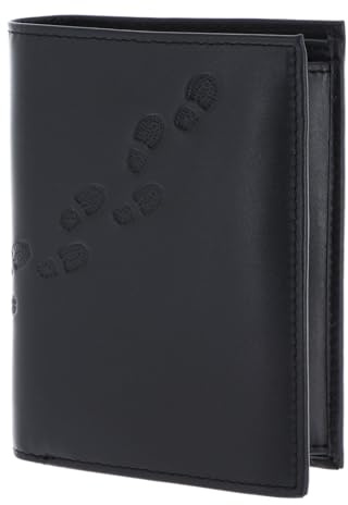 Oxmox Leder Geldbörse Leather RFID Protect Kombibörse Footsteps 2.0 Embossed Black schwarz
