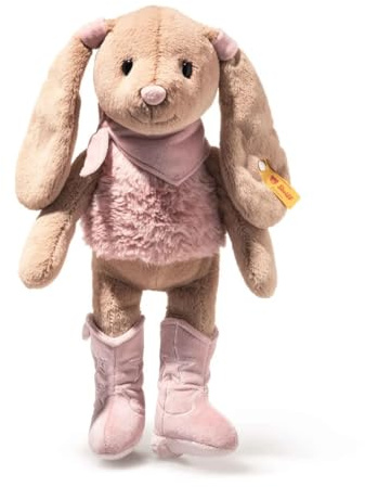 Steiff Hoppie Hase Cowgirl 32cm, Cowgirl-Stiefeln, Plüschtier Hase mit Schlappohren, Soft Cuddly Friends, Western Design, Flauschiges Stofftier zum Kuscheln und Spielen, waschmaschinenfest