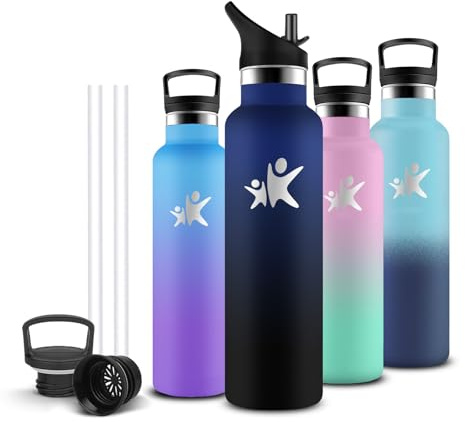 Gourde Isotherme, Gourde 750 ml, Bouteille Inox, Anti Fuite, Bouteille Isotherme, Double Isolation, Bouteilles Isothermes, Facile à Nettoyer, Bouteille d'eau pour Randonnée, Camping, Sport
