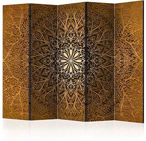 murando Decorative Room Divider Mandala Abstract 225x172 cm / 89x68 | Double-Sided Folding Screen 5 Panels Room Partition Non-Woven Canvas Print Opaque Photo Display