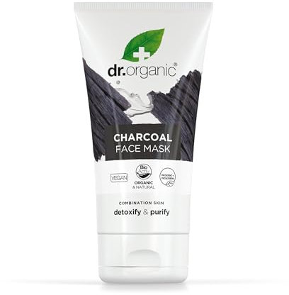 Dr Organic Charcoal Face Mask, Cleansing, For Acne & Clearing Skin, Oily, Problem Skin, Natural, Vegan, Cruelty-Free, Paraben & SLS-Free, Recycled & Recyclable, Organic, 125ml, Packaging may vary