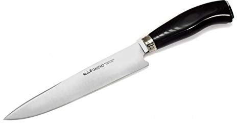 Muela Cuchillo GAUCHO-20M hoja de acero MoVa de 20 cm y empuñadura de micarta negra para Caza, Pesca, Supervivencia y Bushcraft Realizado en Ciudad Real + Portabotellas de regalo