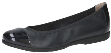 CAPRICE Damen Ballerinas aus Leder mit Lack, Blau (Ocean Comb), 36 EU