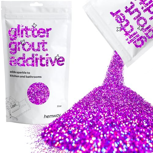 Hemway Glitter Grout Additive - Purple Holographic | Metallic Flakes for Adding Sparkle to Old & New Kitchen & Bathroom Tiles | Enhance Your Indoor Grouting Projects with a Sparkly Effect | 100 g