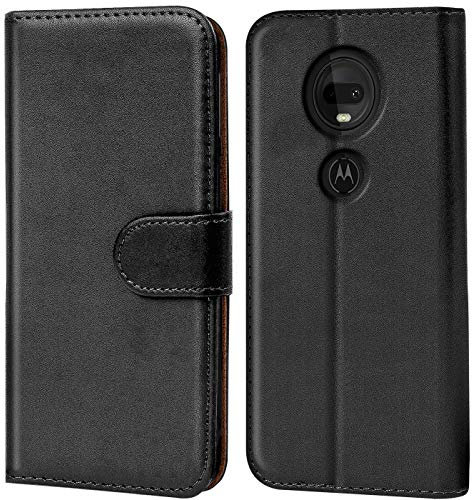 Verco kompatibel mit Motorola Moto G7 Power Hülle, Handyhülle für Moto G7 Power Tasche PU Leder Flip Case Brieftasche - Schwarz