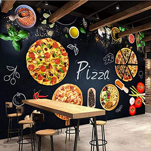 Tapete Wandbild 3D Fototapete Pizza Vliestapete Wandtapete Foto für Modernes Design der Fernseh Hintergrund Wand-Kunst-Deko, 400cm x 280cm
