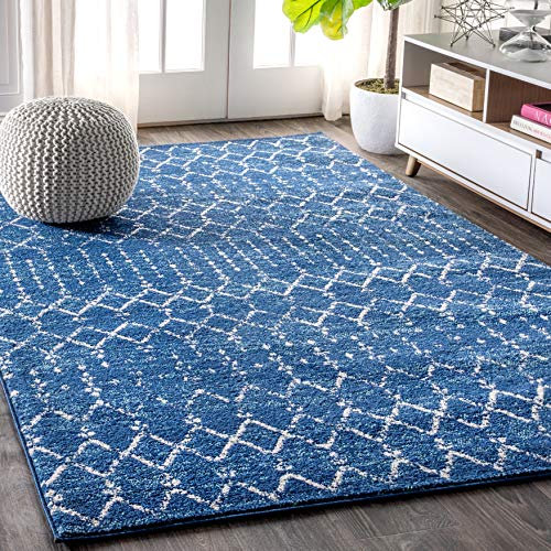 JONATHAN Y Marokkanischer Hype Boho Vintage Diamond Area Rugs, Polypropylene, 240 X 300 cm, Blue/White