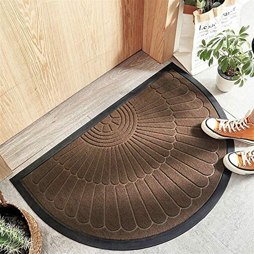FCS Bathroom Robuster Fußabtreter Außen Innen, rutschfest Schmutzfangmatte Halbrund für Haustür Waschbar, Pflegeleichte (Blanco : Marron, Size : 60x90cm)