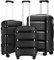 Kono Luggage Sets 3 Piece Hard Shell Travel Trolley 4 Spinner Wheels Lightweight Polypropylene Suitcase with TSA Lock (Black,55cm/65cm/76cm)