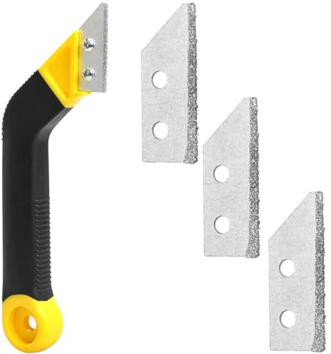 Grout Remover Tile Grout Saw Angled Grout Scraping Rake Tool with 3 Pieces Extra Replacement Accessories for Tile Cleaning