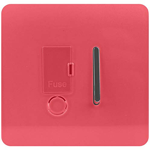 Trendi Switch Screwless Artistic Modern Glossy Tactile 230V Switched 13 A Single Fused Spur Connection Unit w/Flex Outlet Chrome Rocker in Strawberry RED - ART-FSSB