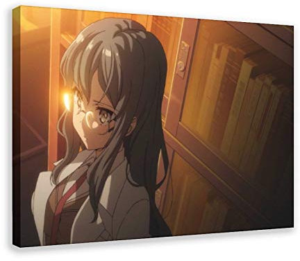 Comic-Poster Seishun Buta Yaro Serie Sakurajima Mai 37, Leinwand-Poster, Wandkunst, Deko, Bild, Gemälde für Wohnzimmer, Schlafzimmer, Dekoration, 60 x 90 cm, Rahmen