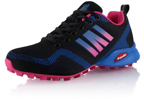 Fusskleidung® Damen Herren Wanderschuhe Atmungsaktive Trail Running Trekkingschuhe Schwarz Blau Pink EU 36