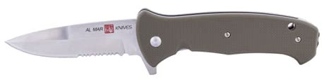 0 Al Mar Knives SERE 2020 9,1 cm Combo Blade GRN Griff Klappmesser OD Grün