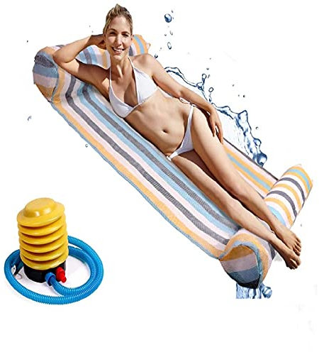 Inflatable Swimming Pool and Beach Water Hammock with Air Pump, Inflatable Rafts, Drifter, Exercise Saddle, Floating Bed, Chair | Compact and Portable Beach Mat for adults and Kids, Random Colour