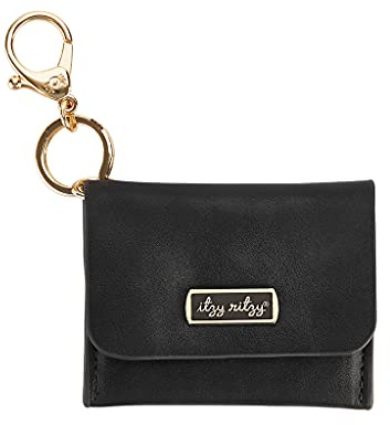 Itzy Ritzy Itzy Mini-Geldbörse mit Kartenhalter und Schlüsselanhänger; kann an Wickeltasche, Geldbörse, Reisetasche oder Schlüsselanhänger befestigt Werden; Schwarz