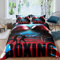 Adult Boxing Duvet Cover King Size, Sports Games Theme Bedding Set Boxing Gloves Quilt Cover, Athlete Silhouette Pattern Comforter Cover Set for Kids Boys Teens Room Decor, Blue Red