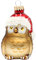 Dekohelden24 Lauschaer Christbaumschmuck - Eulenkugel mit Weihnachtsmütze, sehr aufwendig dekoriert, 9 cm