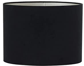 Lampenschirm Velours von Light & Living - 38 x 17.5, Höhe 28cm, für E27-Fassung - Blickdichter schwarz Samt mit taupe Innenverkleidung - Ovaler Lampenschirm für Tisch-, und Stehlampen