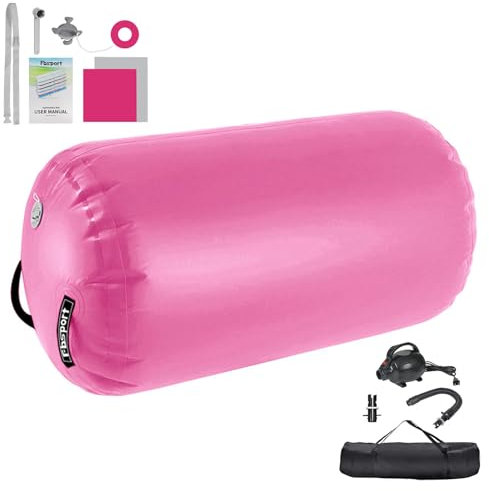 FBSPORT Aufblasbare Air Roll, 120x90cm Aufblasbare Luft Rollen, Yoga Gymnastik Zylinder, Gymnastikmatte, Gym Air Barrel, Air Tumbling Track, Sportmatte für zuhause mit Tragetasche, Outdoor, Fitness