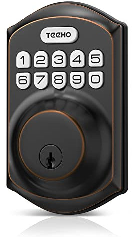 TEEHO Keyless Entry Door Lock - Electronic Keypad Deadbolt with Keypads - Keyed Entry - Anti-Peeping Password - Easy Installation - Oil-Rubbed Bronze