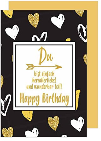 Edition Seidel Premium Geburtstagskarte mit Goldprägung und Umschlag. Glückwunschkarte Grusskarte Billet Karte Geburtstag Happy Birthday Mann Frau Sprüche Gold (G2658 SW022) (Design 12)
