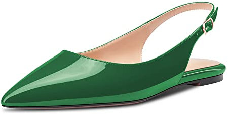 HDEUOLM Donna Ballerine Basso Gattini Tacco Heel a Pumps Slip-on Slingback Ufficio Feste Dress Verde Scuro 41 EU