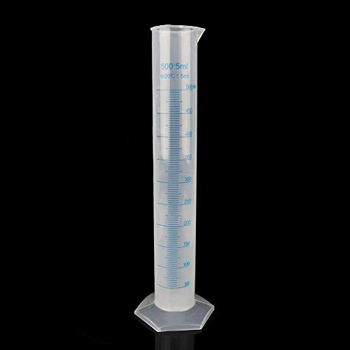 Nikou Messzylinder 500 ml, Blauer Linie Präzise Skala Graduiertes Kunststoff Laborreagenzglas, Probeflüssigkeitsröhrchen Becherglas Sechseckiger Sockel, Tall Pattern