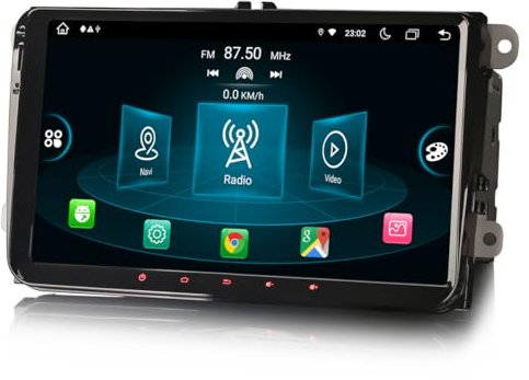 Erisin 9 8-Core 4GB+64GB Android 14 Autoradio GPS Navigatore per VW Golf 6 Golf 5 Polo Passat T5 Jetta Touran Tiguan SEAT Skoda Supporta CarPlay Android Auto DSP FM Wifi Bluetooth DAB+ USB DVR