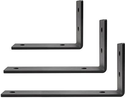 1x Natural Goods Berlin porte-étagère WEIßENSEE, support d'étagère, étagère murale, support mural, cuisine, bureau, salon, support en acier massif (Noir, 195mm, Lot de 1)