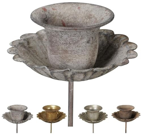 NETPROSHOP Kerzenhalter 8,5cm Durchmesser Krönchen zum Stecken für Stabkerzen/Tafelkerzen, Farbe:Eisen Antik, Auswahl:8.5 cm