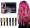 AOOWU Haarkreide Kamm, 6 Farben Set Haarkreide für Mädchen, Temporär Haarfarbe Kreide Kamm für Kinder Auswaschbar Ungiftig, Haarfarbe für Weihnachten Halloween Mitgebsel Party und Cosplay（normal）